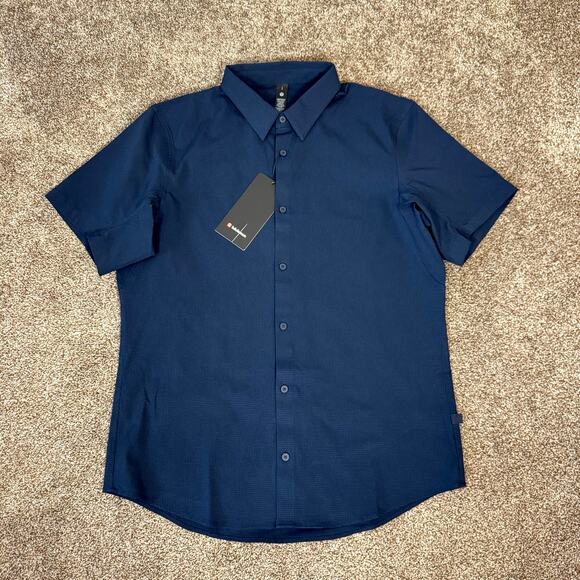 Lululemon NWT Mens Size Large Airing Easy Short Sleeve Button Up Shirt True Navy - Picture 1 of 9